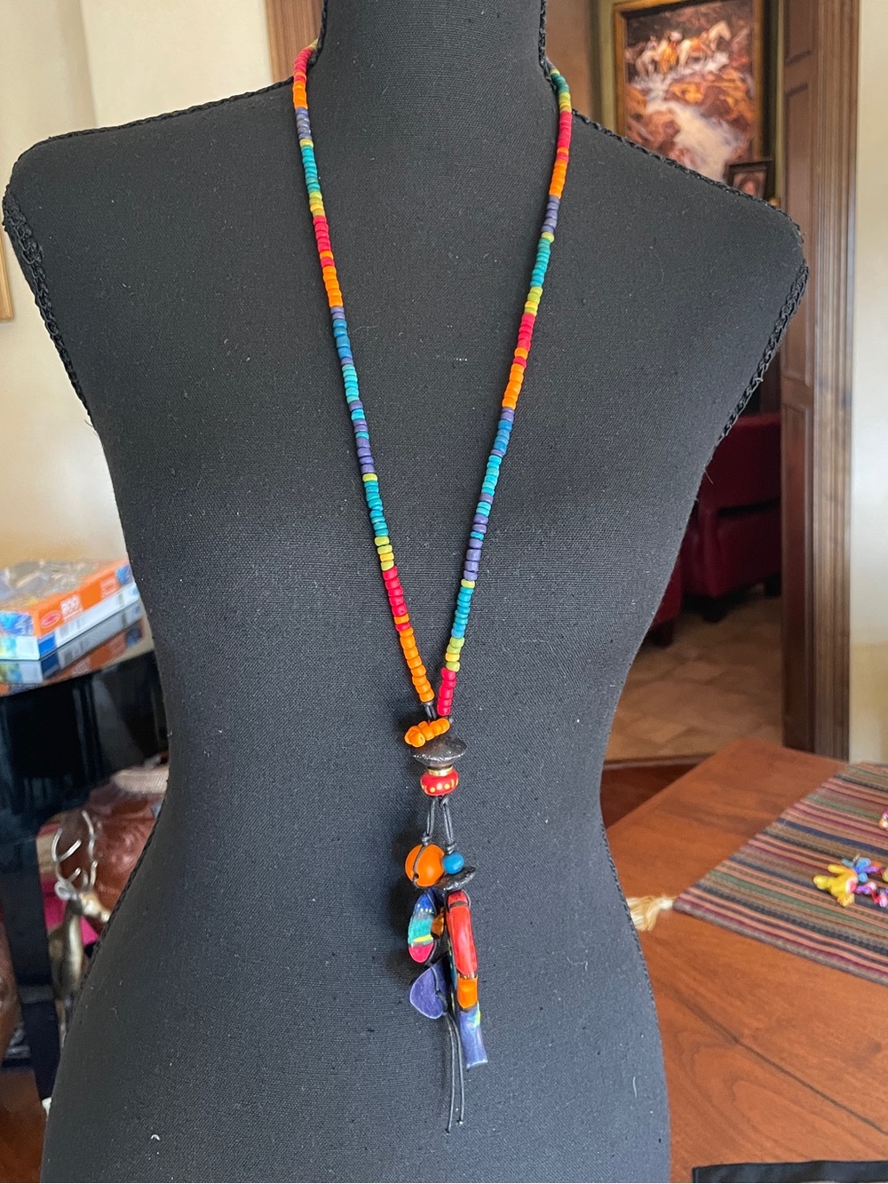 Whimsical wooden bead necklace